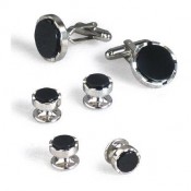 Deco Style Black Onyx Cufflinks and Studs
