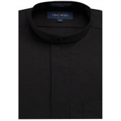 Black Mandarin Tuxedo Shirt Fly Front - Men's 3X-Large