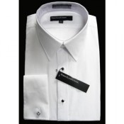 Cotton Non-Pleated Laydown Collar Tuxedo Shirt  by Perry Ellis (18 1/2" Neck)