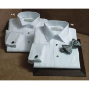 Cotton Wing Collar Tuxedo Shirt with French Cuffs