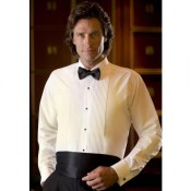 Ivory Tuxedo Shirt with Laydown Collar- Men's 5X-Large
