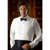 White Laydown Collar Tuxedo Shirt - Boy's X-Small