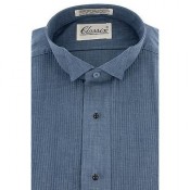 Formal Wing Collar Tuxedo Shirt - Chambray Blue