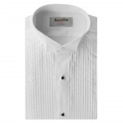 White Pleated Wing Collar Tuxedo Shirt - Men's Medium