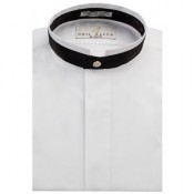 Thick Black Banded Mandarin Collar Tuxedo Shirt Fly Front- Boy's X-Small